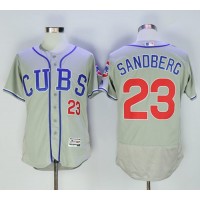 Chicago Cubs #23 Ryne Sandberg Grey Flexbase Authentic Collection Alternate Road Stitched MLB Jersey