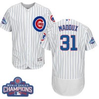 Chicago Cubs #31 Greg Maddux White Flexbase Authentic Collection 2016 World Series Champions Stitched MLB Jersey