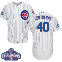 Chicago Cubs #40 Willson Contreras White Flexbase Authentic Collection 2016 World Series Champions Stitched MLB Jersey