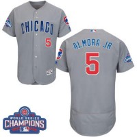 Chicago Cubs #5 Albert Almora Jr. Grey Flexbase Authentic Collection Road 2016 World Series Champions Stitched MLB Jersey