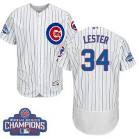 Chicago Cubs #34 Jon Lester White Flexbase Authentic Collection 2016 World Series Champions Stitched MLB Jersey