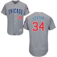Chicago Cubs #34 Jon Lester Grey Flexbase Authentic Collection Road Stitched MLB Jersey