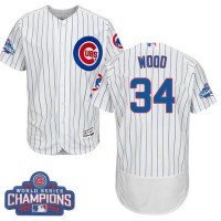 Chicago Cubs #34 Kerry Wood White Flexbase Authentic Collection 2016 World Series Champions Stitched MLB Jersey