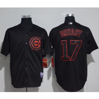 Chicago Cubs #17 Kris Bryant Black Strip Stitched MLB Jersey