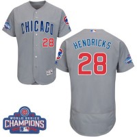 Chicago Cubs #28 Kyle Hendricks Grey Flexbase Authentic Collection Road 2016 World Series Champions Stitched MLB Jersey
