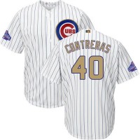 Chicago Cubs #40 Willson Contreras White(Blue Strip) 2017 Gold Program Cool Base Stitched MLB Jersey