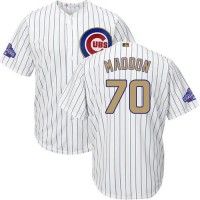 Chicago Cubs #70 Joe Maddon White(Blue Strip) 2017 Gold Program Cool Base Stitched MLB Jersey