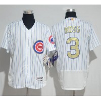 Chicago Cubs #3 David Ross White(Blue Strip) Flexbase Authentic 2017 Gold Program Stitched MLB Jersey