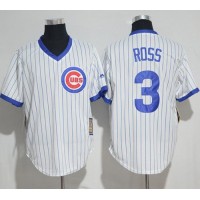 Chicago Cubs #3 David Ross White Strip Home Cooperstown Stitched MLB Jersey