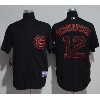 Chicago Cubs #12 Kyle Schwarber Black Strip Stitched MLB Jersey