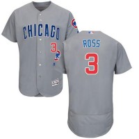 Chicago Cubs #3 David Ross Grey Flexbase Authentic Collection Road Stitched MLB Jersey