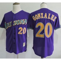 Mitchell And Ness Arizona Diamondbacks #20 Luis Gonzalez Purple Throwback Stitched MLB Jersey