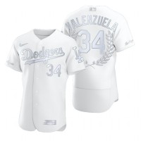 Los Angeles Los Angeles Dodgers #34 Fernando Valenzuela Men's Nike Platinum MLB MVP Limited Player Edition Jersey