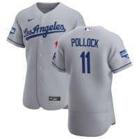Los Angeles Los Angeles Dodgers #11 AJ Pollock Men's Nike Gray Road 2020 World Series Champions Authentic Team MLB Jersey
