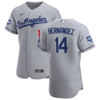 Los Angeles Los Angeles Dodgers #14 Enrique Hernandez Men's Nike Gray Road 2020 World Series Champions Authentic Team MLB Jersey
