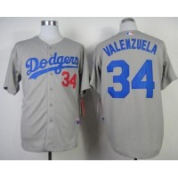 Los Angeles Dodgers #34 Fernando Valenzuela Stitched Grey Cool Base MLB Jersey