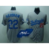 Los Angeles Dodgers #22 Clayton Kershaw Grey Cool Base Autographed Stitched MLB Jersey