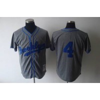 Mitchell and Ness 1945 Los Angeles Dodgers #4 Babe Herman Grey Stitched Throwback MLB Jersey