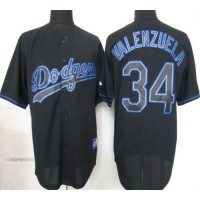 Los Angeles Dodgers #34 Fernando Valenzuela Black Fashion Stitched MLB Jersey