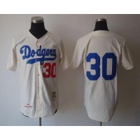 Mitchell And Ness 1962 Los Angeles Dodgers #30 Maury Wills Cream Stitched Throwback MLB Jersey