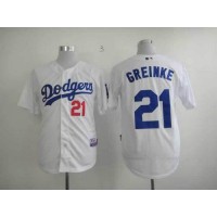Los Angeles Dodgers #21 Zack Greinke White Cool Base Stitched MLB Jersey