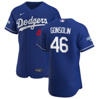 Los Angeles Los Angeles Dodgers #46 Tony Gonsolin Men's Nike Royal Alternate 2020 World Series Champions Authentic Player MLB Jersey