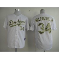 Los Angeles Dodgers #34 Fernando Valenzuela White USMC Cool Base Stitched MLB Jersey