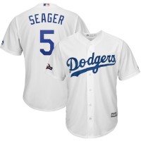 Los Angeles Los Angeles Dodgers #5 Corey Seager Majestic 2019 Postseason Home Official Cool Base Player Jersey White