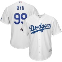 Los Angeles Los Angeles Dodgers #99 Hyun-Jin Ryu Majestic 2019 Postseason Home Official Cool Base Player Jersey White