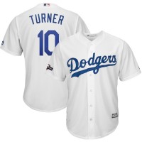 Los Angeles Los Angeles Dodgers #10 Justin Turner Majestic 2019 Postseason Home Official Cool Base Player Jersey White