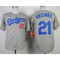 Los Angeles Dodgers #21 Zack Greinke Grey Cool Base Stitched MLB Jersey