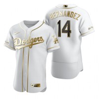 Los Angeles Los Angeles Dodgers #14 Enrique Hernandez White Nike Men's Authentic Golden Edition MLB Jersey