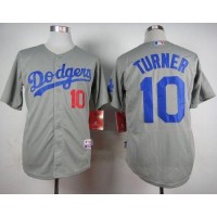 Los Angeles Dodgers #10 Justin Turner Grey Cool Base Stitched MLB Jersey