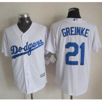Los Angeles Dodgers #21 Zack Greinke White New Cool Base Stitched MLB Jersey