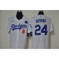 Los Angeles Los Angeles Dodgers #8 #24 Kobe Bryant Men's Nike White Cool Base 2020 KB Patch MLB Jersey