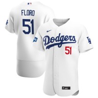 Los Angeles Los Angeles Dodgers #51 Dylan Floro Men's Nike White Home 2020 World Series Champions Authentic Player MLB Jersey