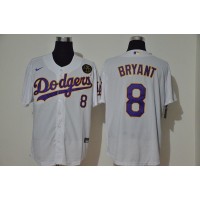 Los Angeles Los Angeles Dodgers #8 Kobe Bryant Men??s Nike White Purple No. Cool Base KB Patch MLB Jersey