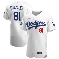 Los Angeles Los Angeles Dodgers #81 Victor Gonzalez Men's Nike White Home 2020 World Series Champions Authentic Player MLB Jersey