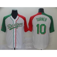 Los Angeles Dodgers #10 Justin Turner White Red/Green Split Cool Base Stitched MLB Jersey