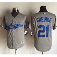 Los Angeles Dodgers #21 Zack Greinke Grey New Cool Base Stitched MLB Jersey