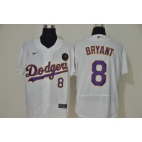 Los Angeles Los Angeles Dodgers #8 Kobe Bryant Men??s Nike White Purple No. Authentic KB Patch MLB Jersey