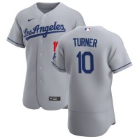 Los Angeles Los Angeles Dodgers #10 Justin Turner Men's Nike Gray Road 2020 Authentic Team MLB Jersey