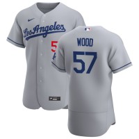 Los Angeles Los Angeles Dodgers #57 Alex Wood Men's Nike Gray Road 2020 Authentic Team MLB Jersey