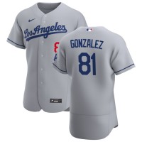 Los Angeles Los Angeles Dodgers #81 Victor Gonzalez Men's Nike Gray Road 2020 Authentic Team MLB Jersey