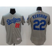 Los Angeles Dodgers #22 Clayton Kershaw Grey Flexbase Authentic Collection Stitched MLB Jersey