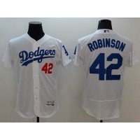 Los Angeles Dodgers #42 Jackie Robinson White Flexbase Authentic Collection Stitched MLB Jersey