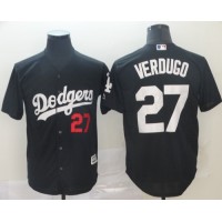 Los Angeles Dodgers #27 Alex Verdugo Black Turn Back The Clock Stitched MLB Jersey
