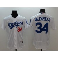 Los Angeles Dodgers #34 Fernando Valenzuela White Flexbase Authentic Collection Stitched MLB Jersey