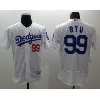 Los Angeles Dodgers #99 Hyun-Jin Ryu White Flexbase Authentic Collection Stitched MLB Jersey