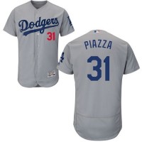 Los Angeles Dodgers #31 Mike Piazza Grey Flexbase Authentic Collection Stitched MLB Jersey